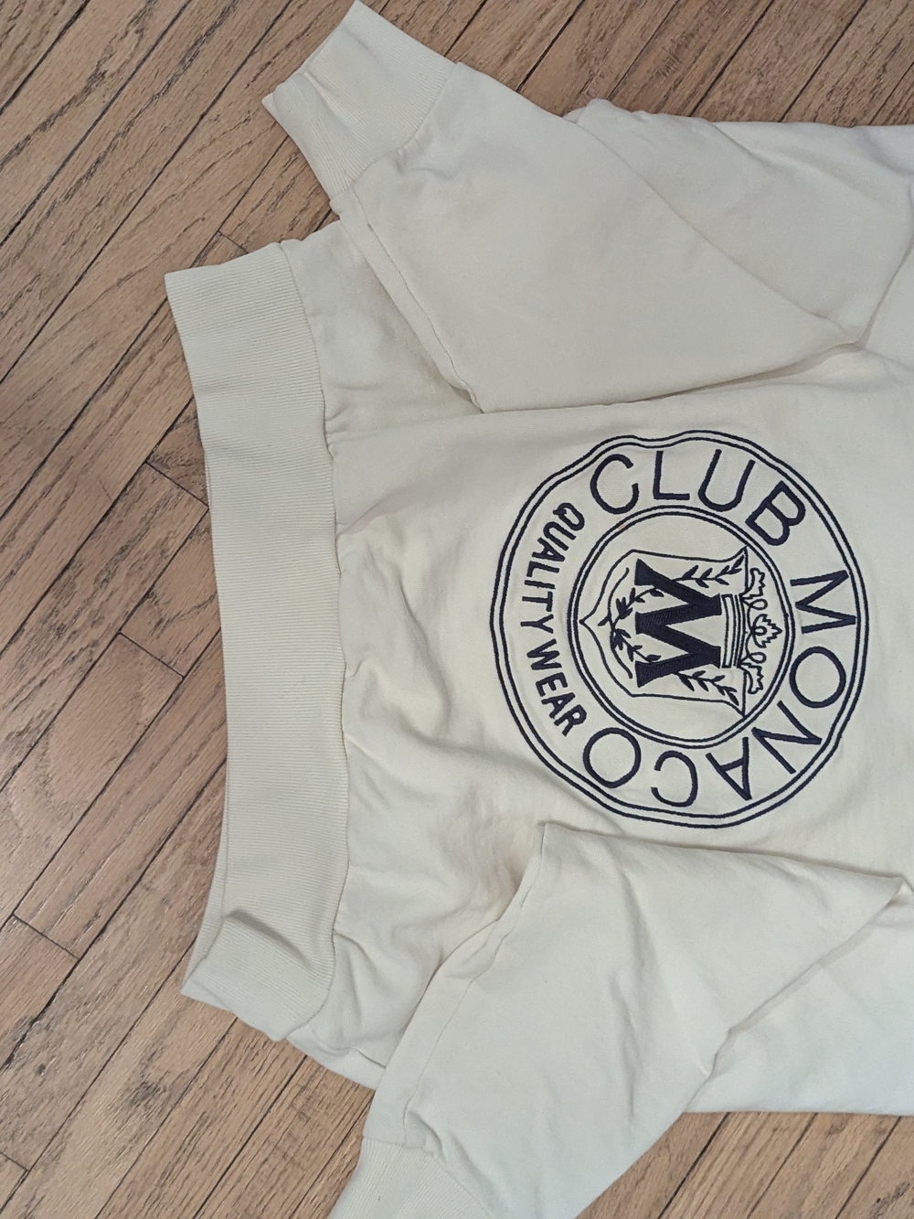 Club Monaco Heritage Crest Cream Crop Sweatshirt - Size XS
